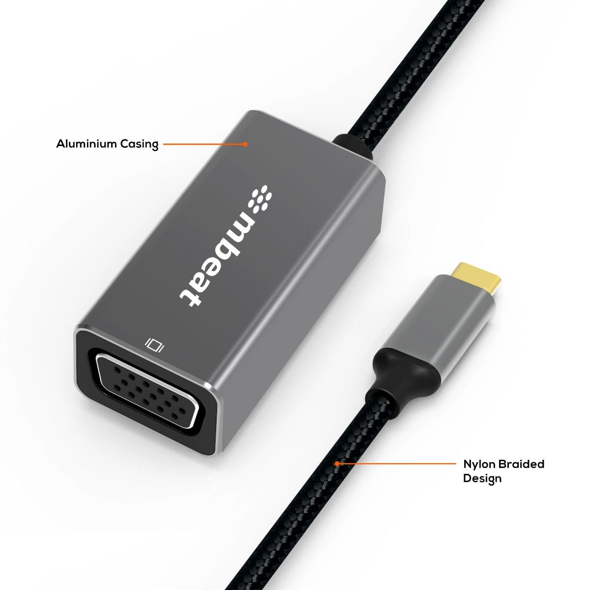 mbeat Elite USB-C to VGA Adapter- Space Grey 4