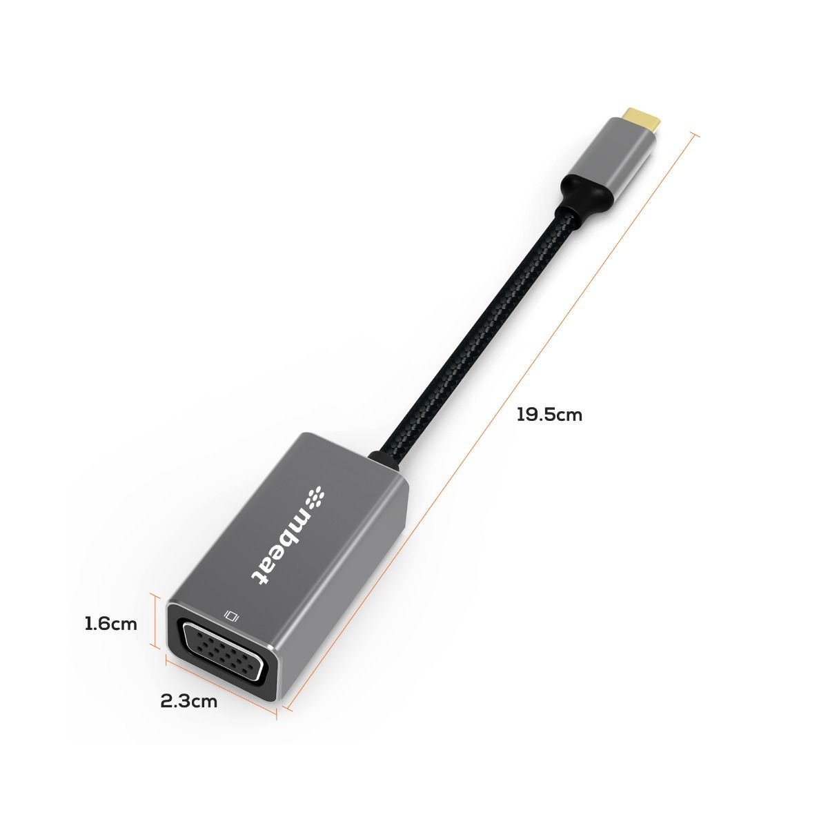 mbeat Elite USB-C to VGA Adapter- Space Grey 6