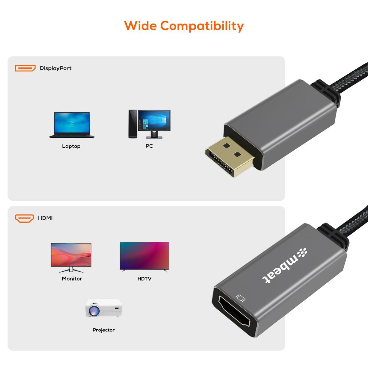 mbeat Elite Display Port to HDMI Adapter - Space Grey 6