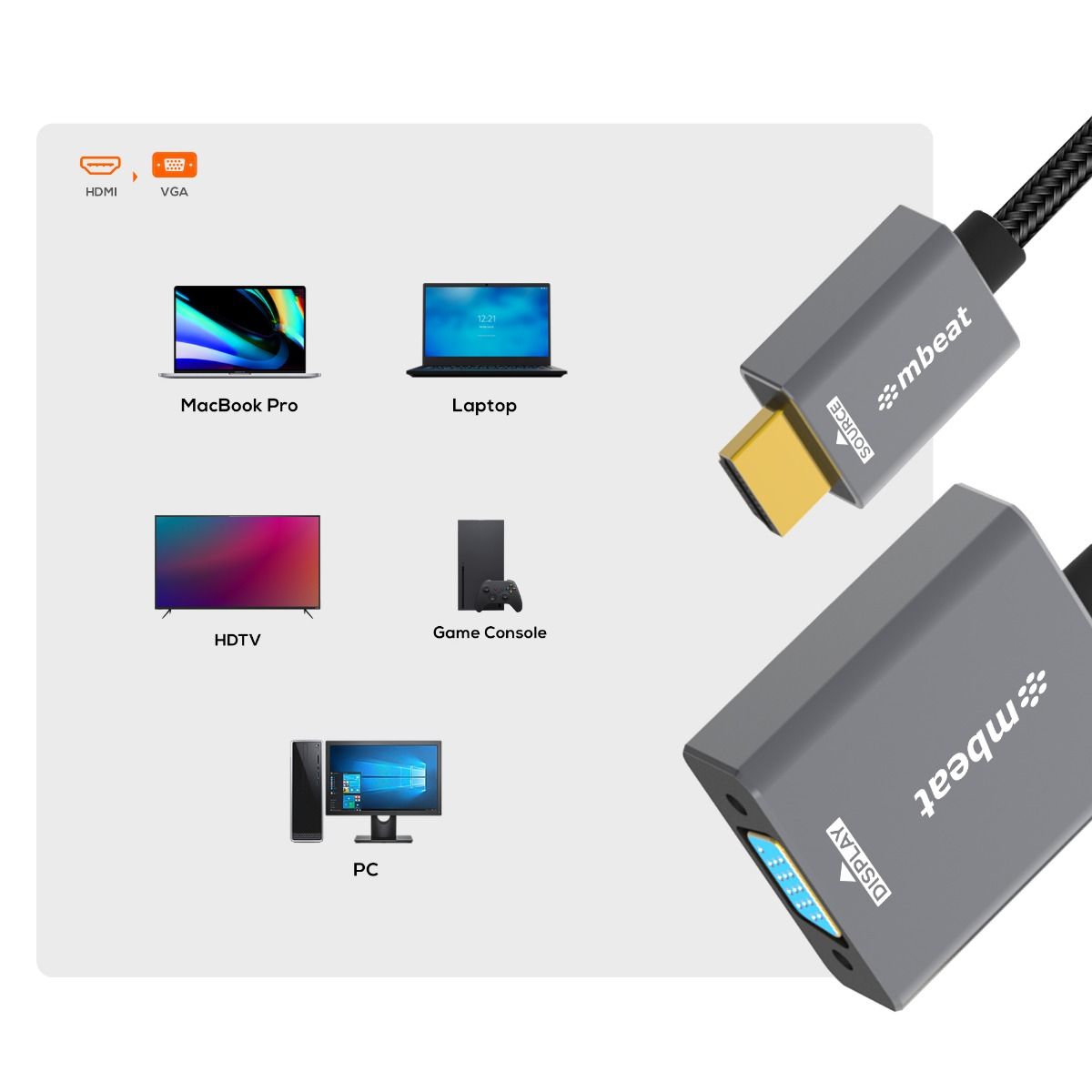 mbeat Tough Link HDMI to VGA Adapter 3