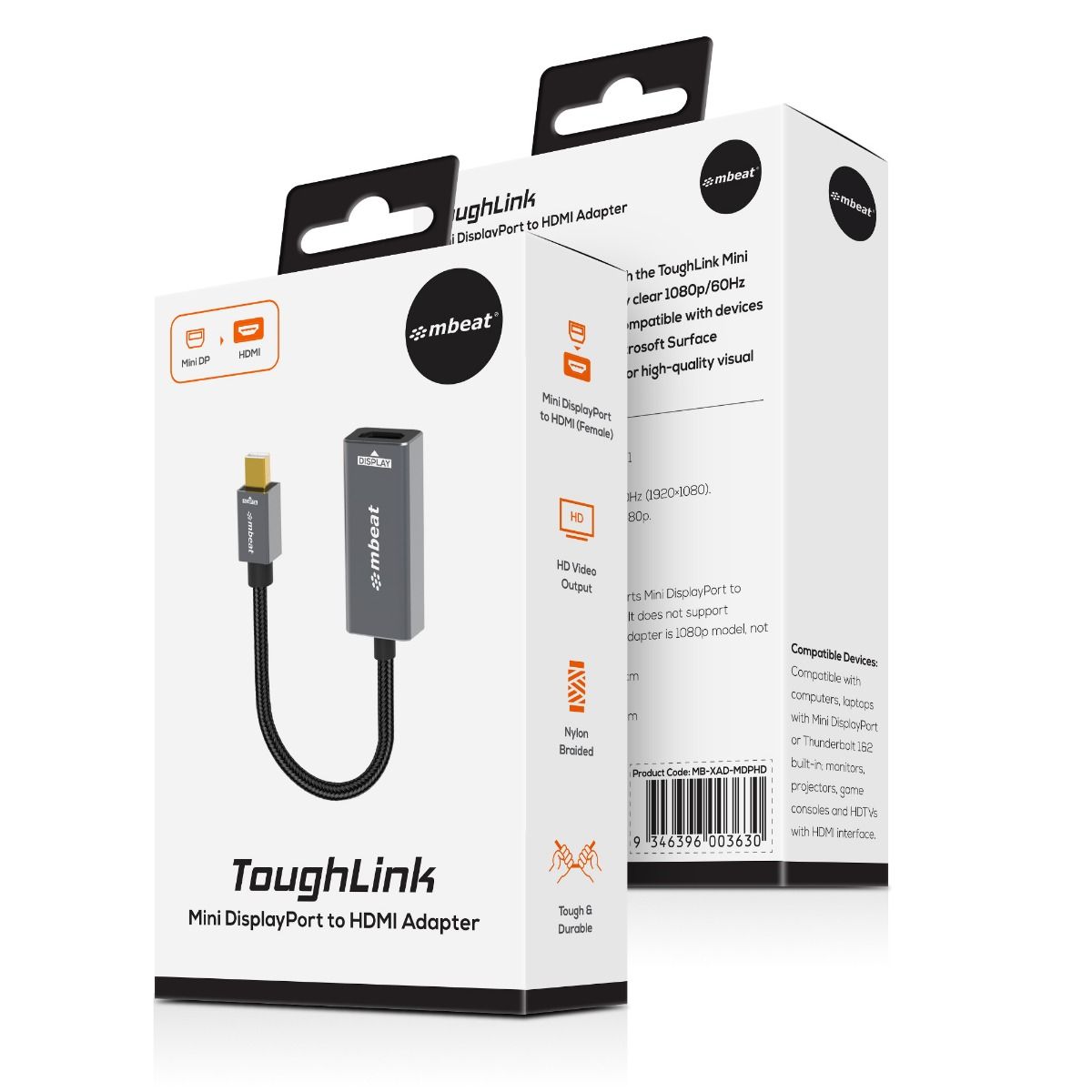 mbeat Tough Link Mini DisplayPort to HDMI Adapter 5