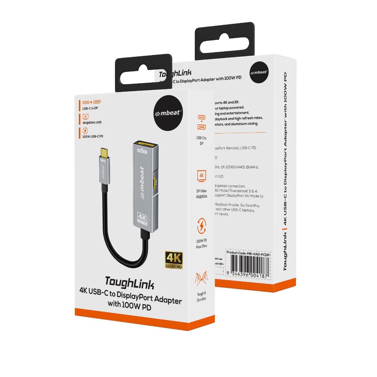 mbeat Tough Link USB-C to DP Adapter with 100W PD - Space Grey 6