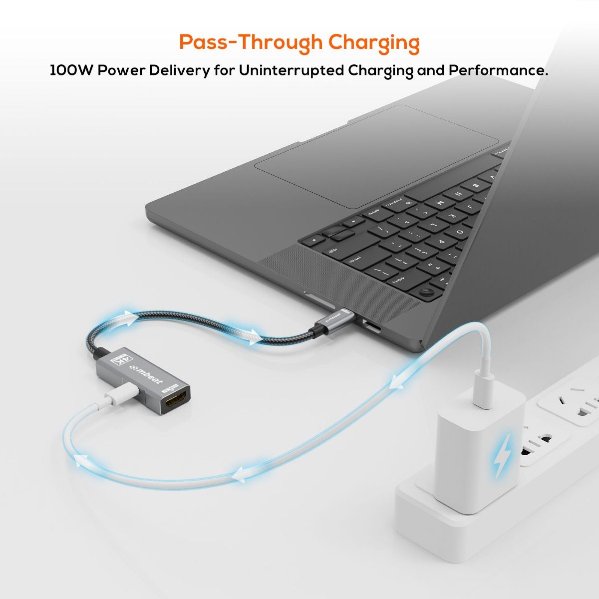 mbeat Tough Link USB-C to HDMI Adapter with 100W PD - Space Grey 3