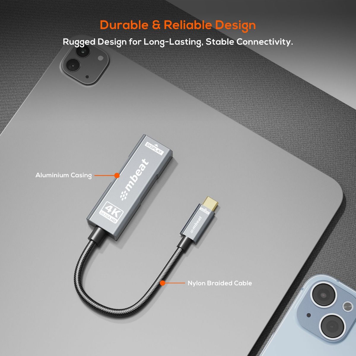 mbeat Tough Link USB-C to HDMI Adapter with 100W PD - Space Grey 6