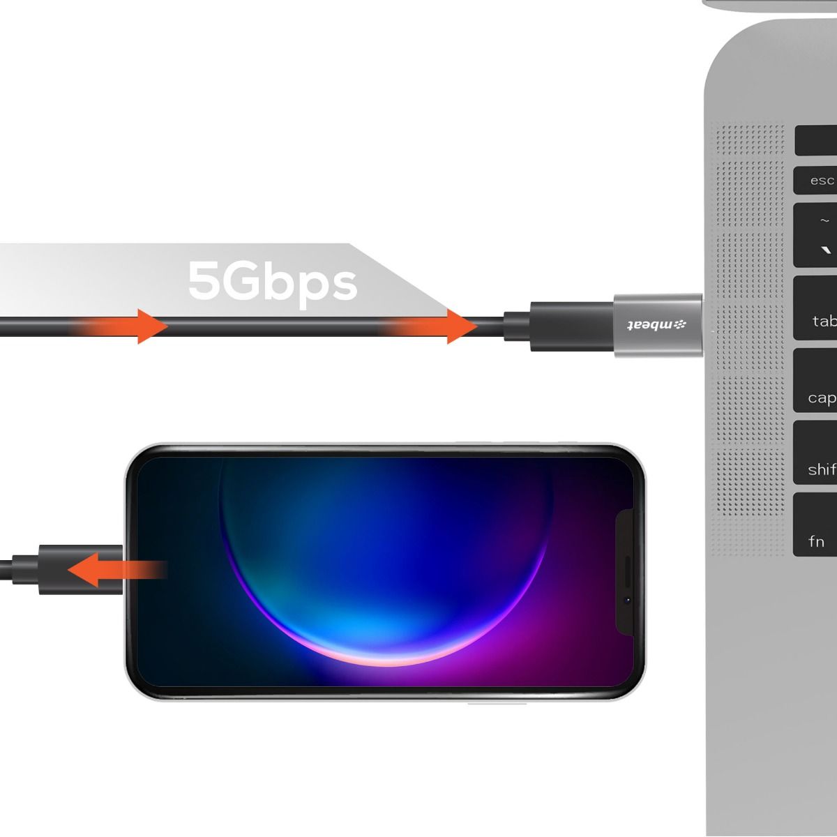 mbeat Elite USB 3.0 (Male) to USB-C (Female) Adapter - Space Grey 4