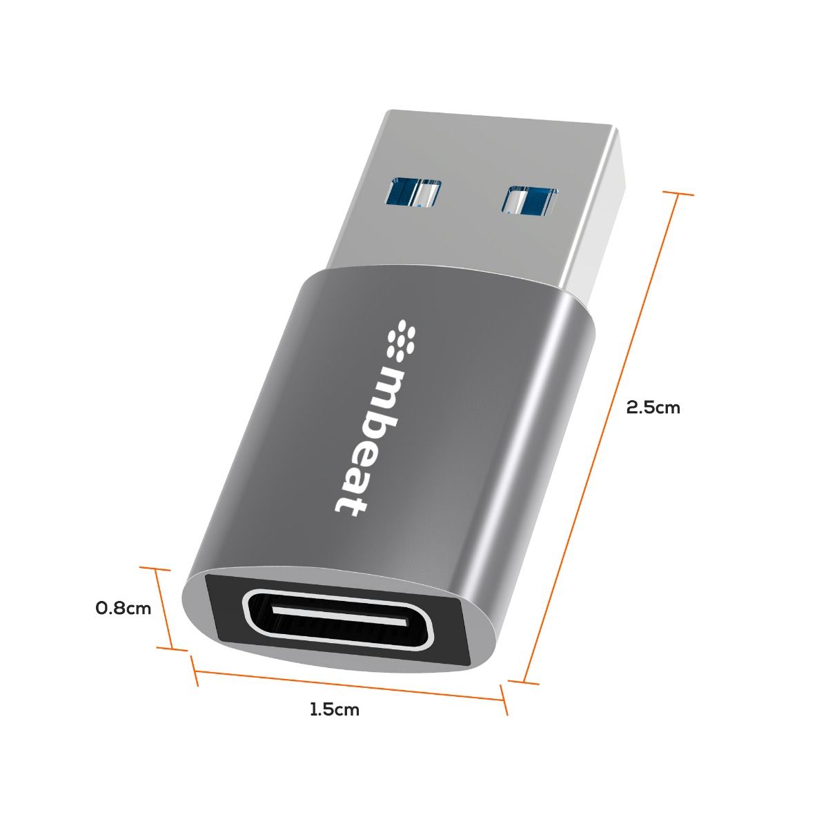 mbeat Elite USB 3.0 (Male) to USB-C (Female) Adapter - Space Grey 7