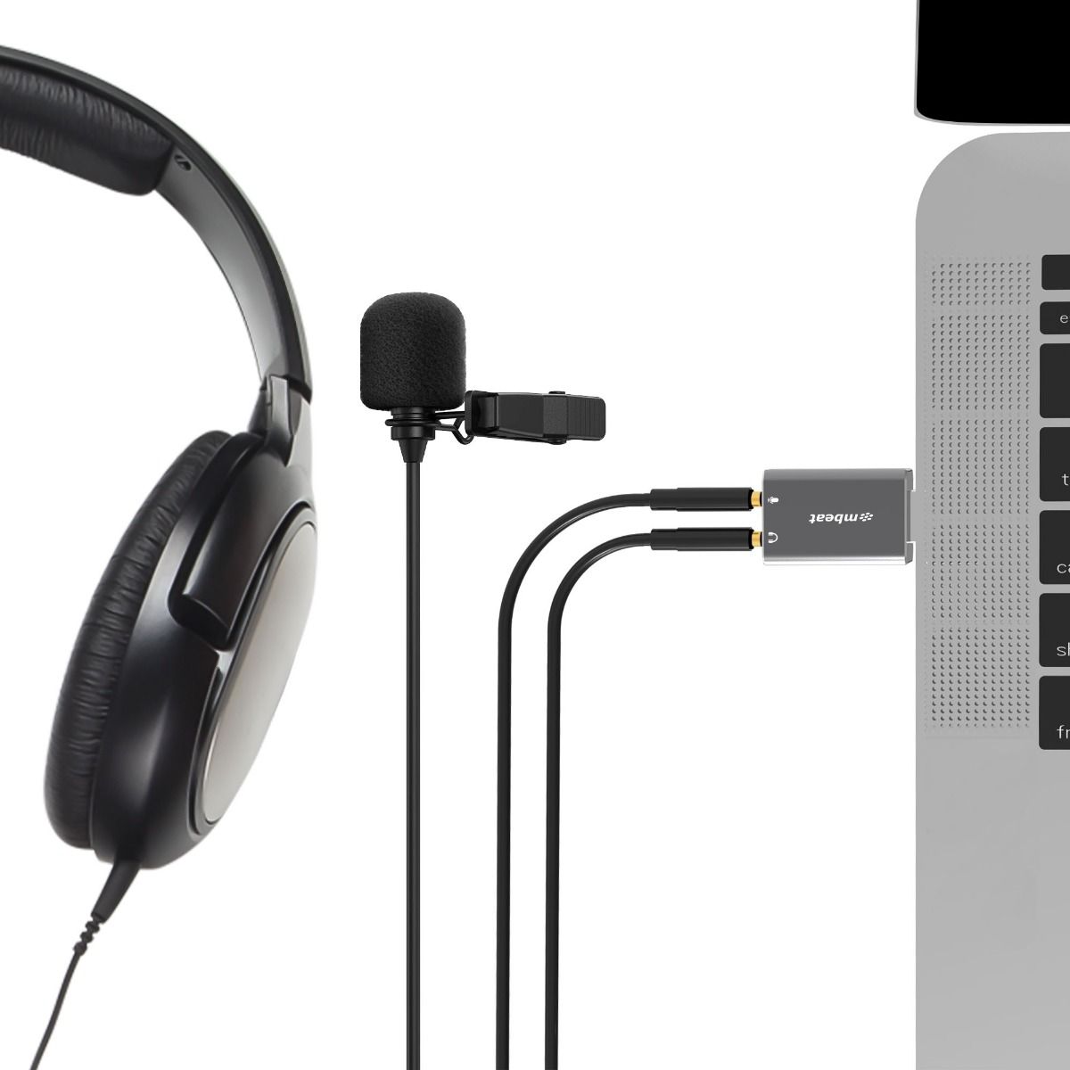 mbeat Elite USB to 3.5 Audio and Microphone Adapter - Space Grey 5