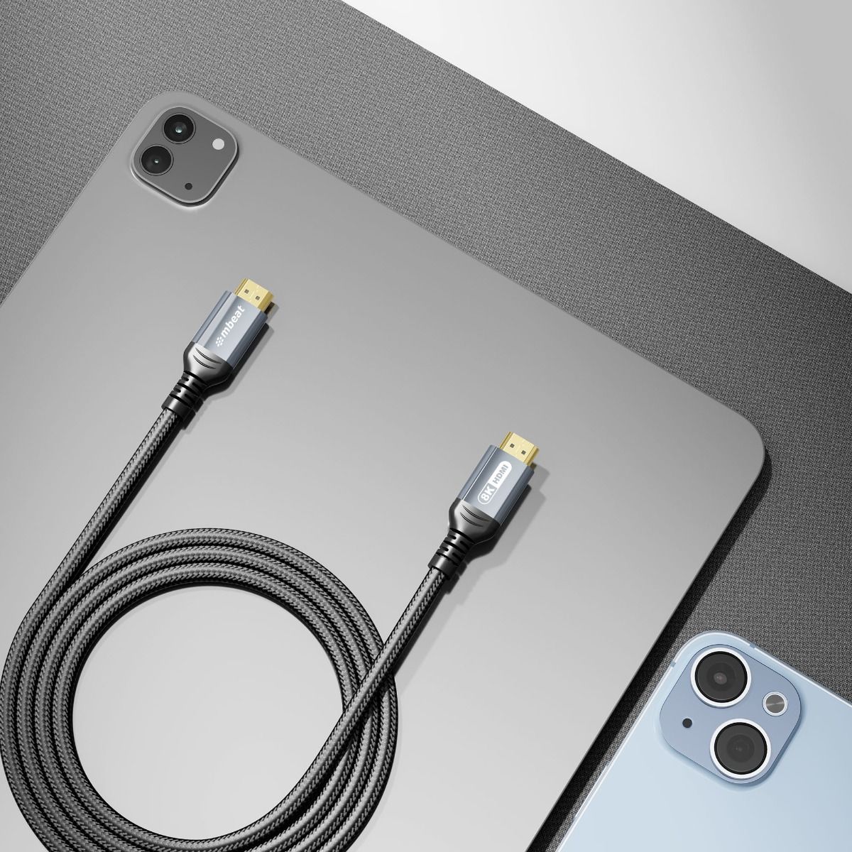 mbeat Tough Link 1.5m Certified 8K HDMI Cable - Space Grey 5