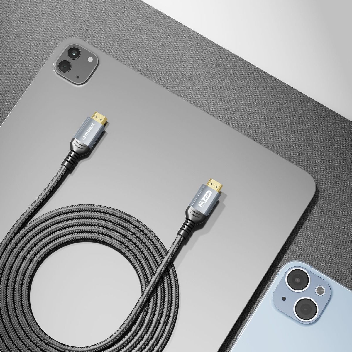 mbeat Tough Link 3m Certified 8K HDMI Cable - Space Grey 4