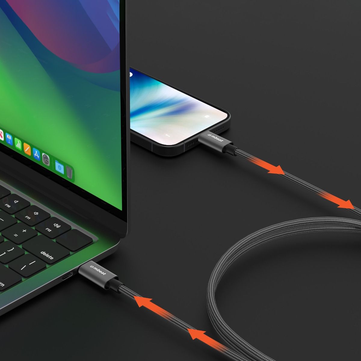 mbeat Tough Link 1.8m USB 3.2 Gen2 USB-C Cable - Space Grey 4