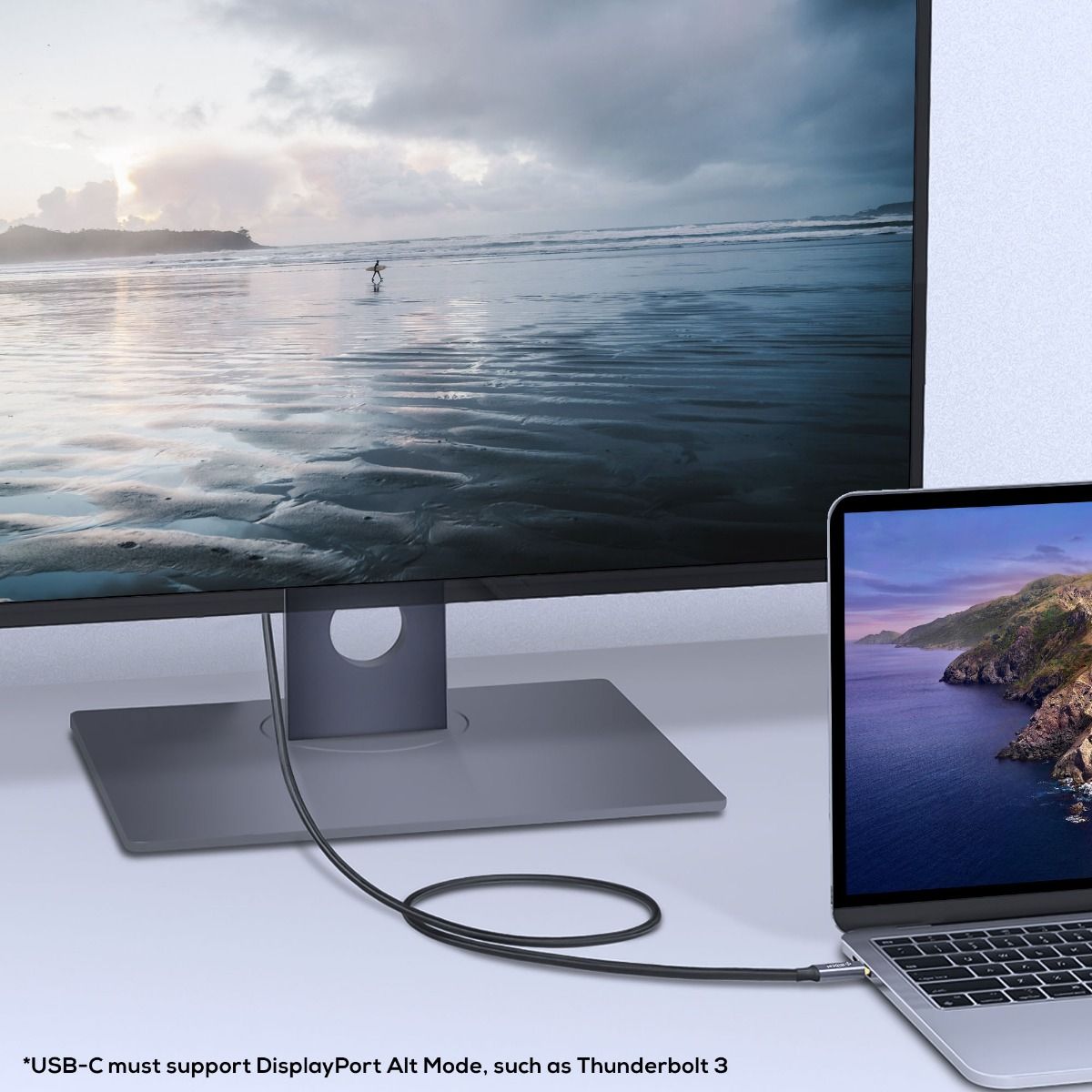 mbeat Tough Link 1.8m 4K USB-C to Display Port Cable - Space Grey 3