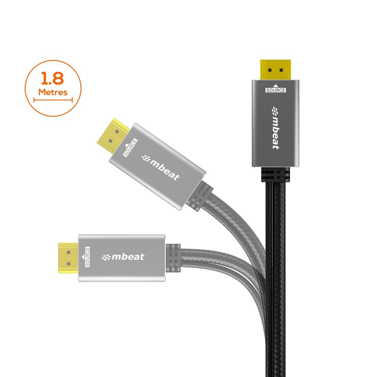 mbeat Tough Link 1.8m HDMI to DisplayPort Cable with USB Power 4