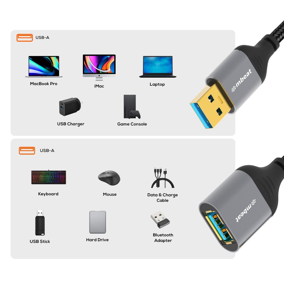 mbeat Tough Link 1.8m USB 3.0 to USB 3.0 Extension Cable 3