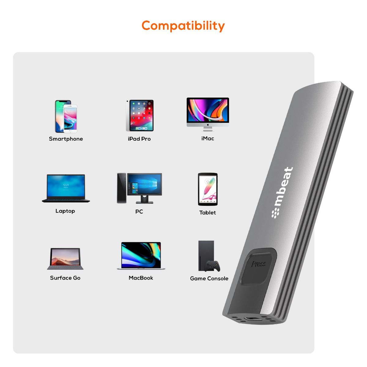 mbeat 10Gbps M.2 NVMe SATA SSD Enclosure 7