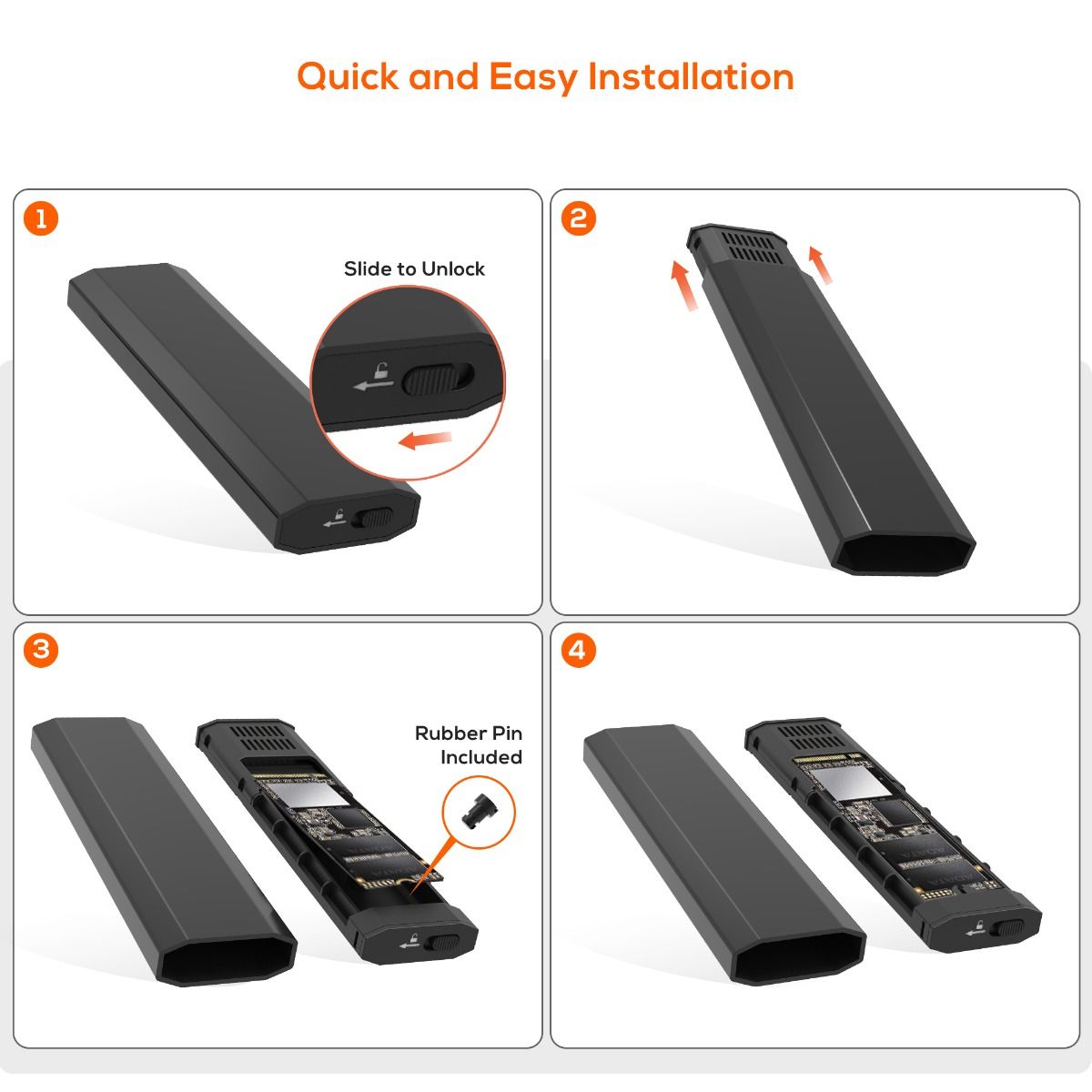 mbeat Elite USB-C to M.2 SSD Enclosure (M-Key, B+M Key) - Matte Black 6