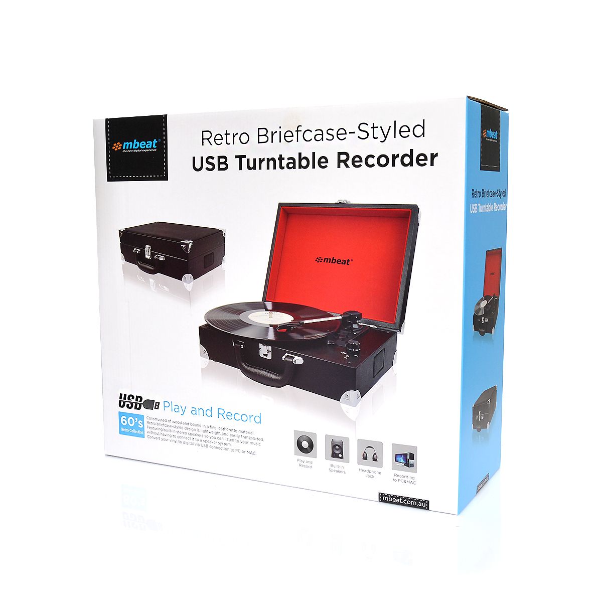mbeat Retro Briefcase-styled USB Turntable 4