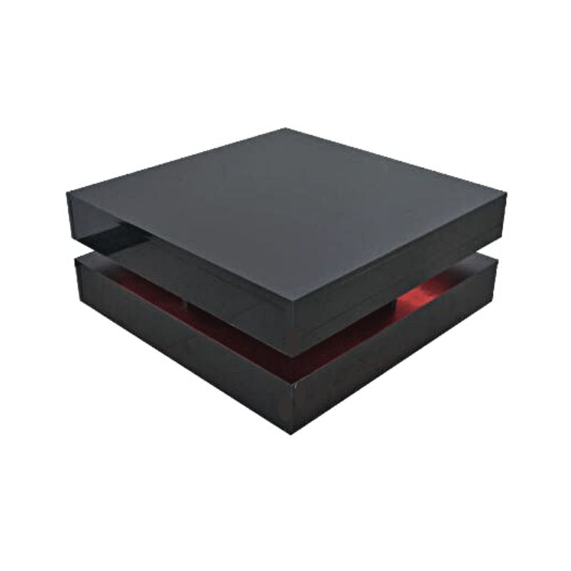 Modern Large High Gloss Coffee Table With LED Lights Black 3