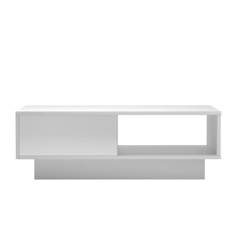 LED High Gloss Top White Coffee Table With Single Drawer 4