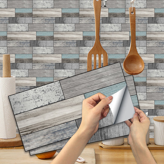 Waterproof Tiles Wallpaper Stickers Bathroom Kitchen Timber Blue 4