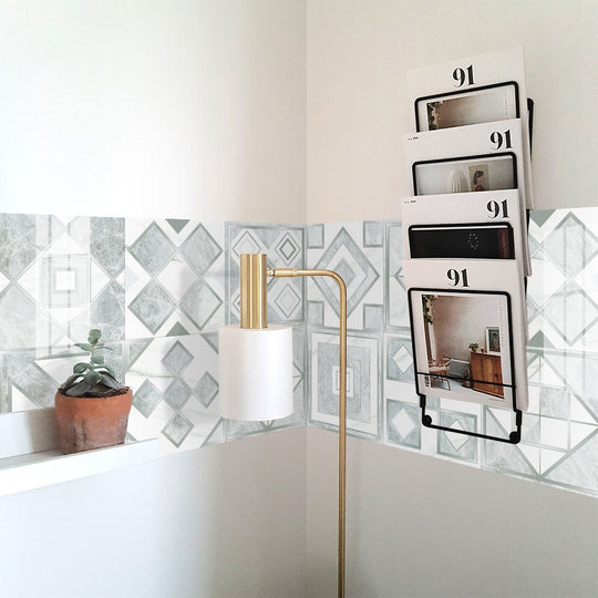 Geometric Pattern Staircase Wall Tile Sticker Kitchen Stove Water And Oil Proof Stickers 3