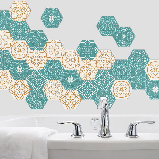 10PCS Multi Colour Tile Set Hexagon Decoration Decal Self-adhesive Oil-proof And Waterproof Wall Stickers 3