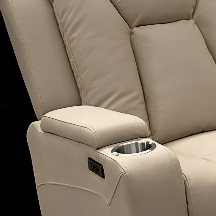 Theatre Electric Recliner Sofa Buckskin Fabric Single Latte 5