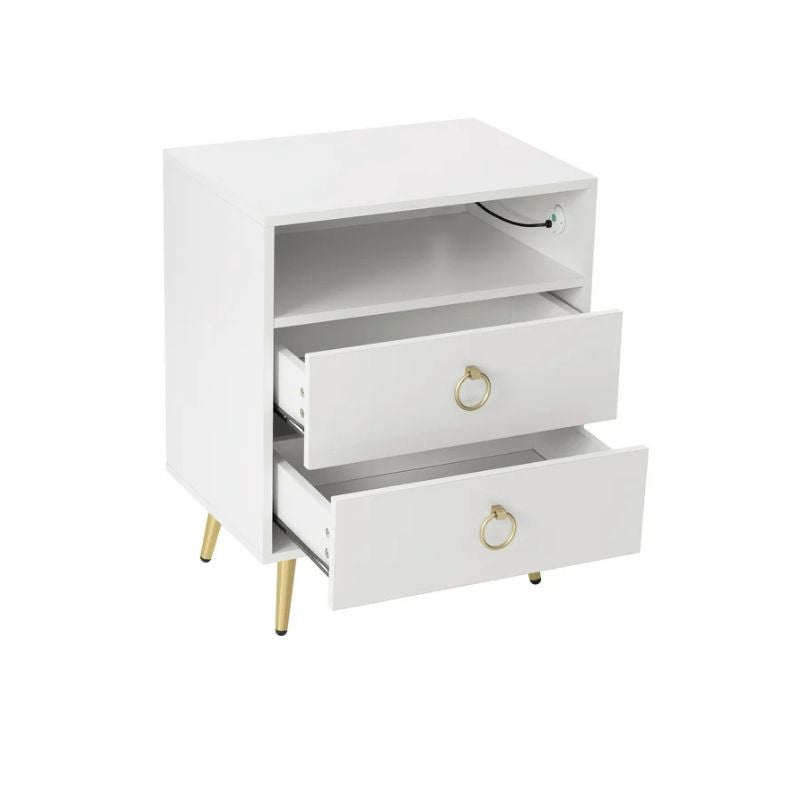 Amelia Modern LED Bedside table with USB and power socket white x 2 3