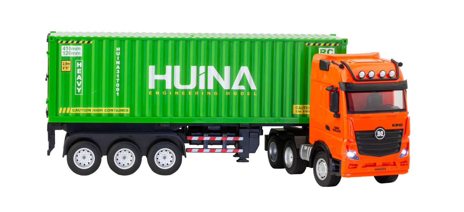 1:18 Scale 9-Channel Alloy Remote Control Container Truck with Lights & Sound for Indoor Play 3