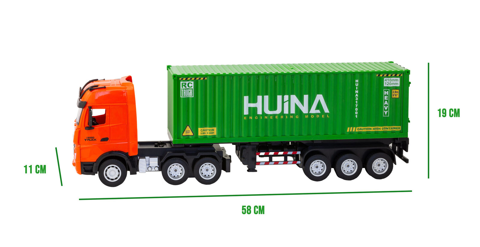 1:18 Scale 9-Channel Alloy Remote Control Container Truck with Lights & Sound for Indoor Play 9