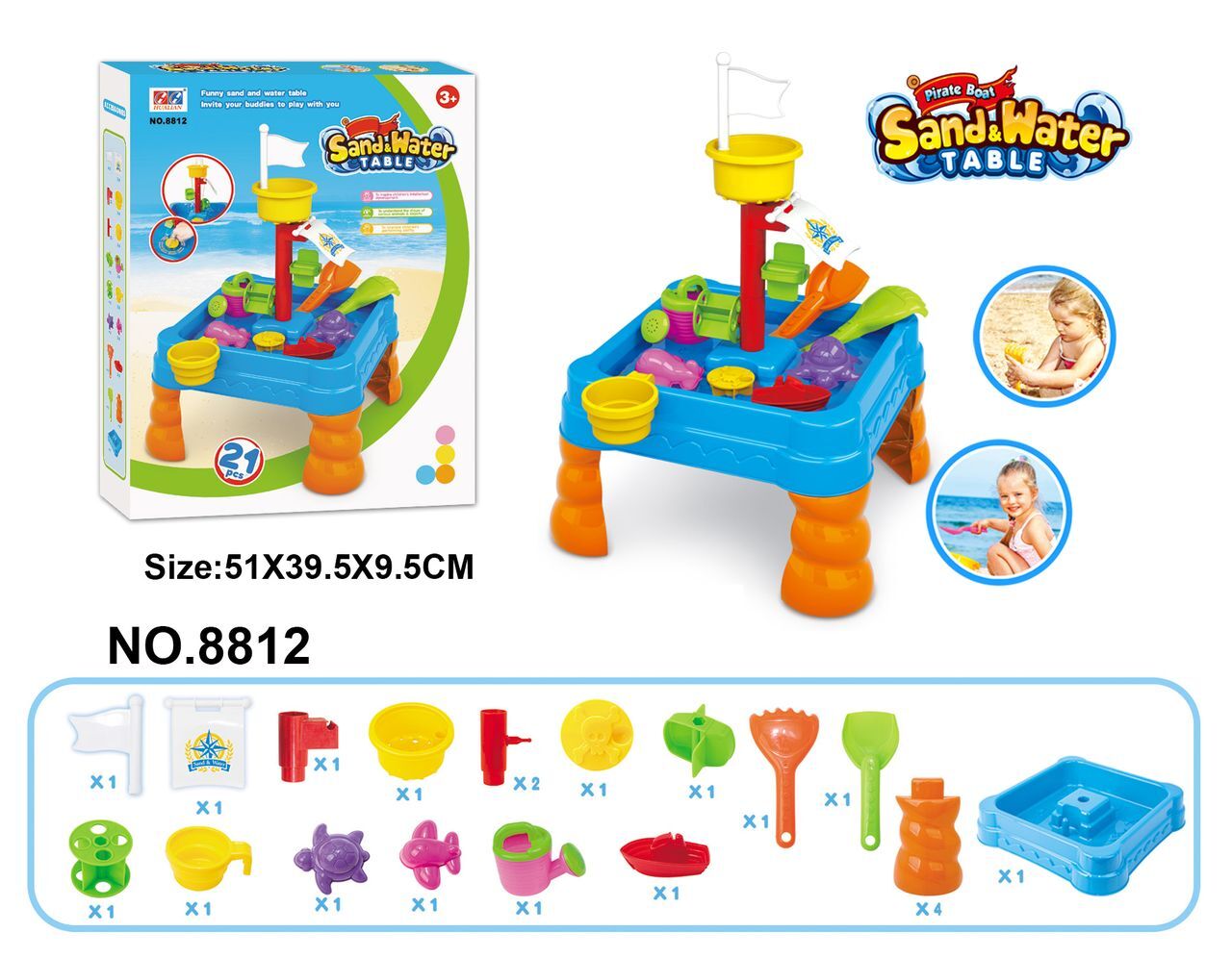 Children's Sand & Water Table with 21 Play Accessories 3