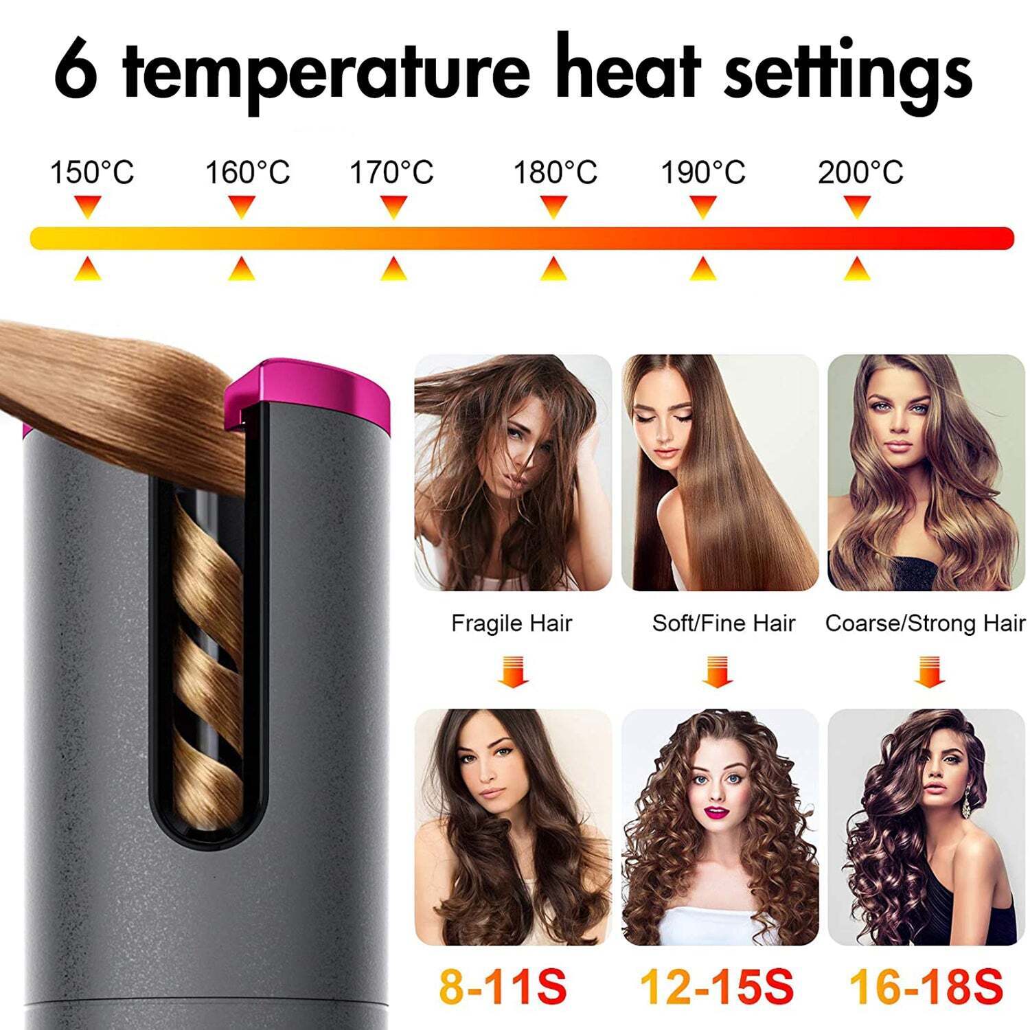 Cordless Ceramic Automatic Hair Curler for Portable Hair Styling 7