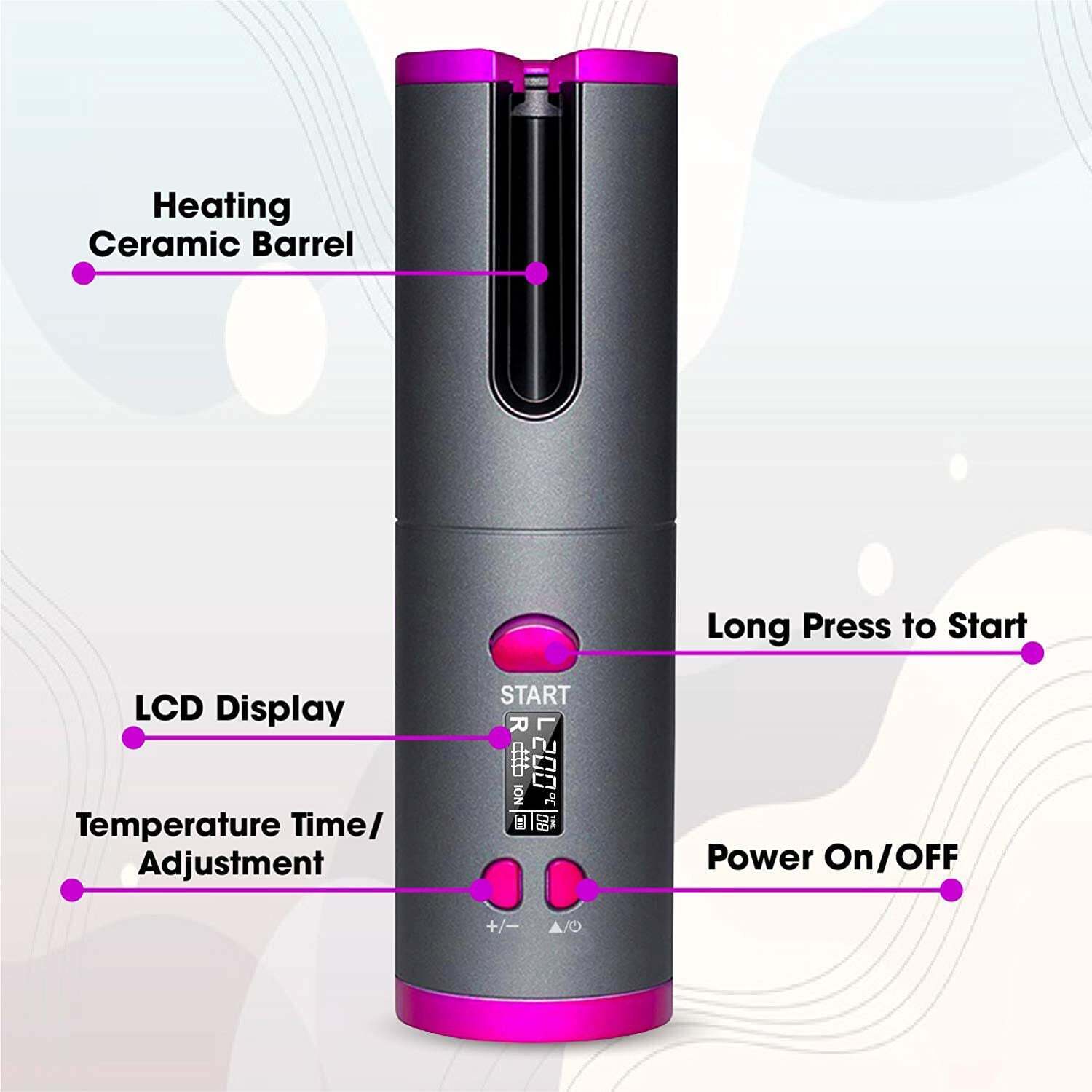 Cordless Ceramic Automatic Hair Curler for Portable Hair Styling 8