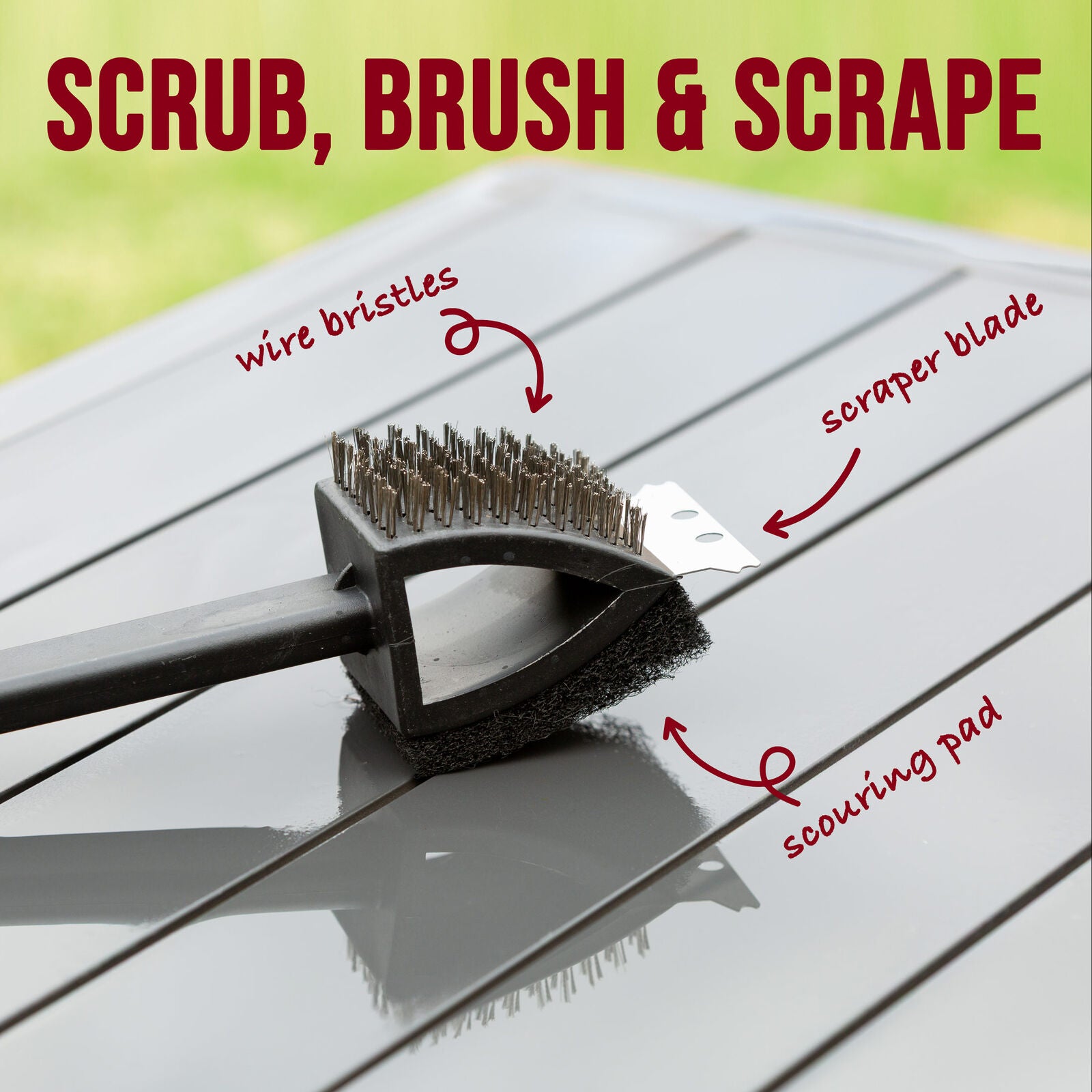 Stainless Steel BBQ Brush and Scraper Blade 4