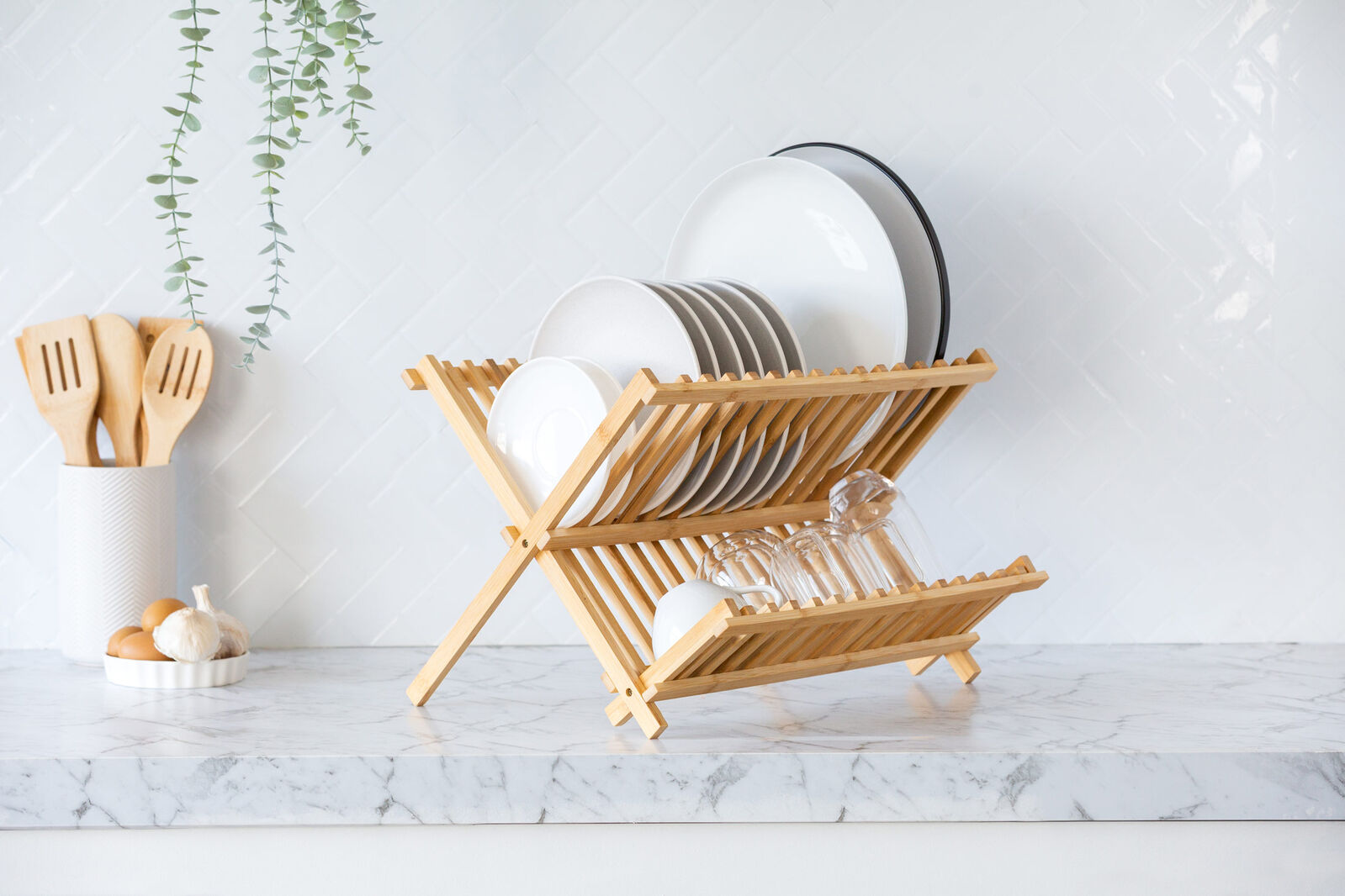 2 Tier Bamboo Dish Rack 5
