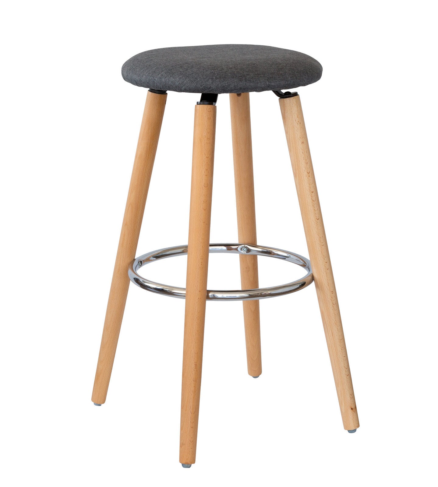 2 Cotton/Steel Modern Padded Barstools (Grey/Wood) 3
