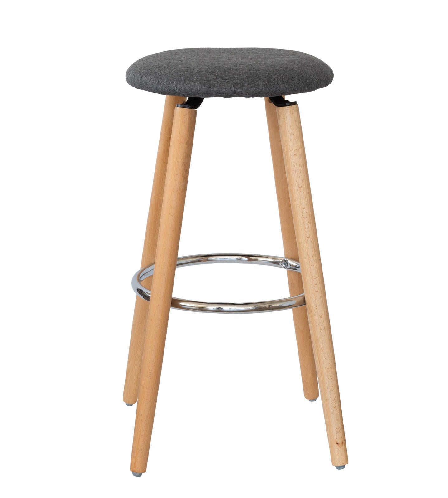 2 Cotton/Steel Modern Padded Barstools (Grey/Wood) 4