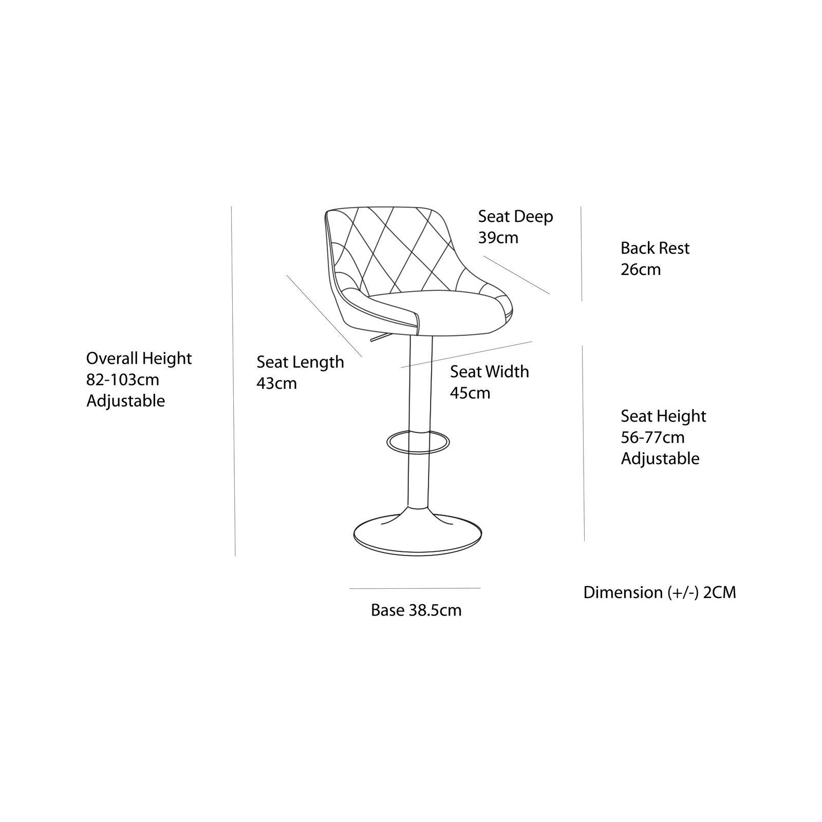 2 Diamond Style Padded Leather Barstools (Black) w/ Adjustable Height 4