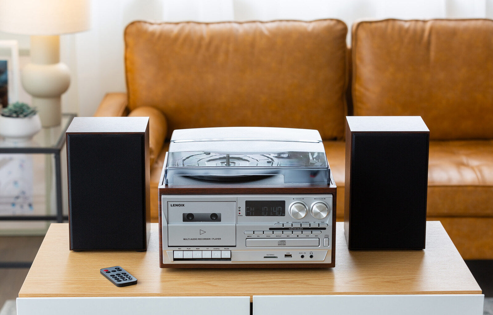 Audio Home Entertainment System (Brown) Turntable, CDs, Vinyl, Wireless Streaming & More 5