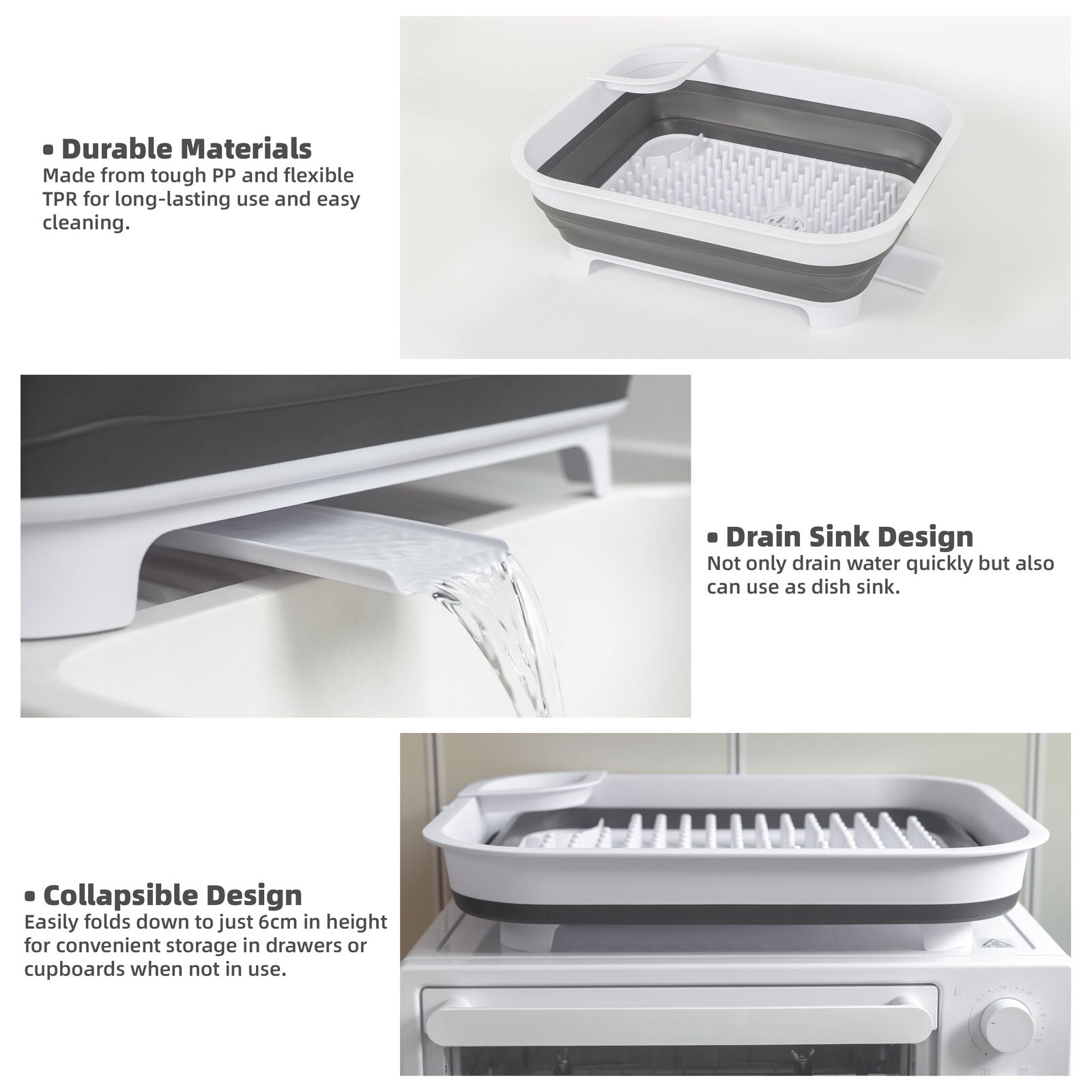 Collapsible Dish Rack with Utensil Section Space-Saving Drying Rack for Compact Kitchens & Camping 9