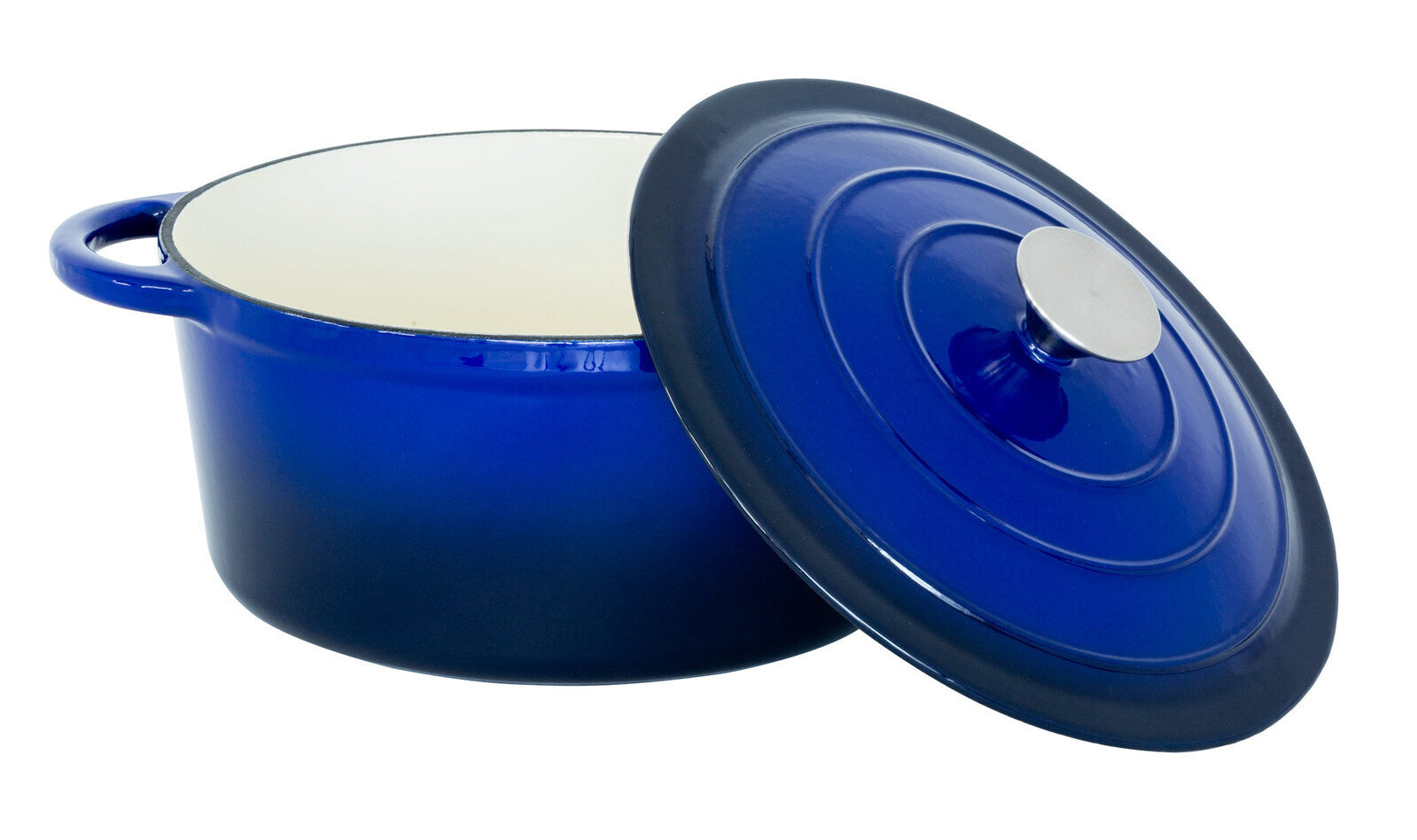 26cm Enamelled Cast Iron French Oven Casserole (4.7L) - Blue 4