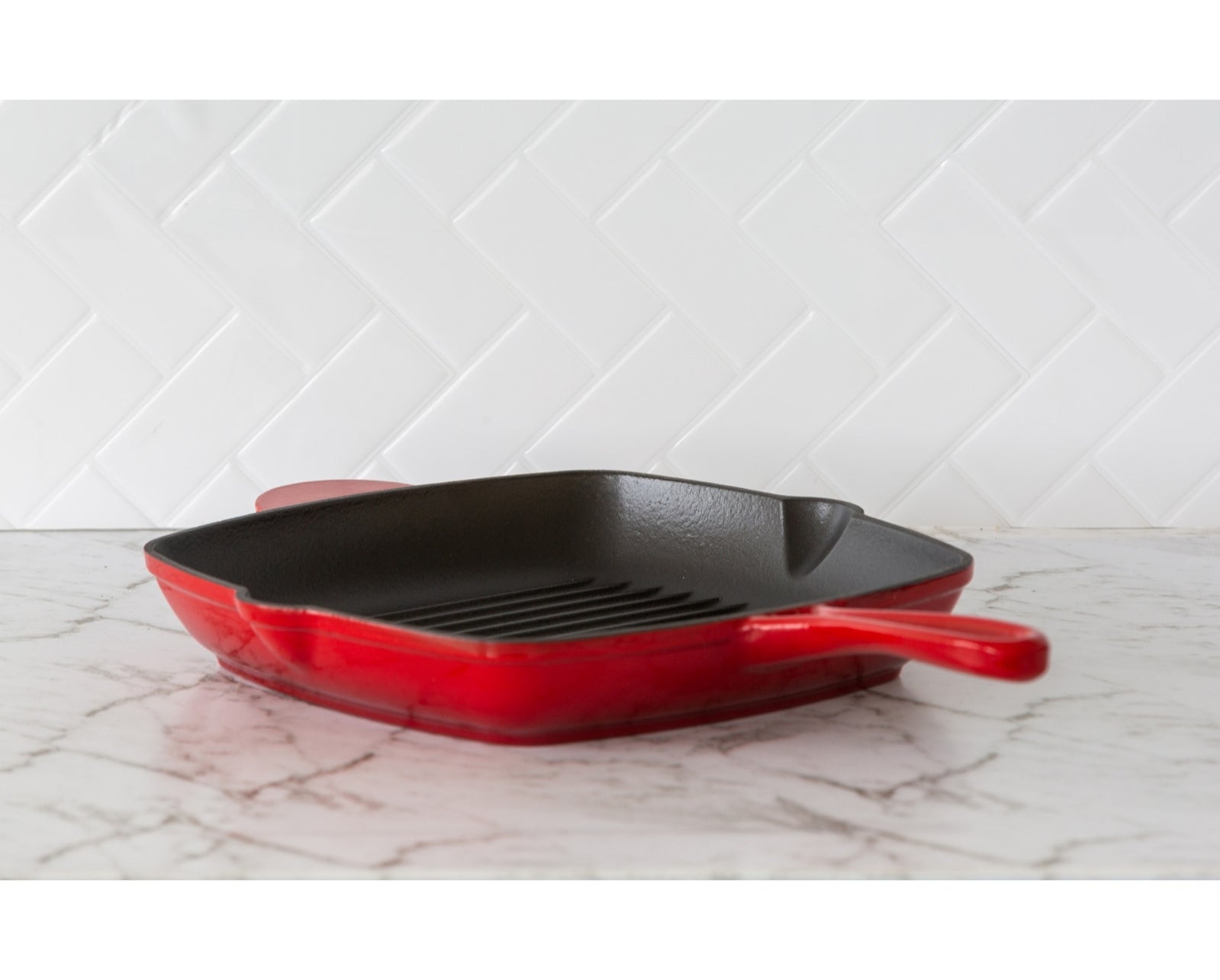 Enamelled Cast Iron Square Grill Pan (44 x 30 x 4.7 cm) - Red 6