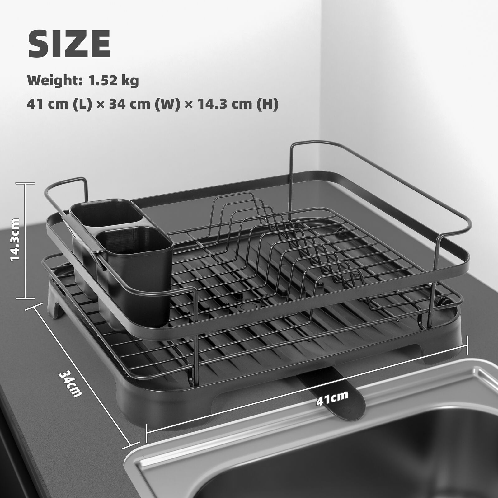 Steel Frame Dish Drying Rack Durable Steel Frame, Removable Utensil Holder, Compact Size for Small Kitchens & Apartments 7