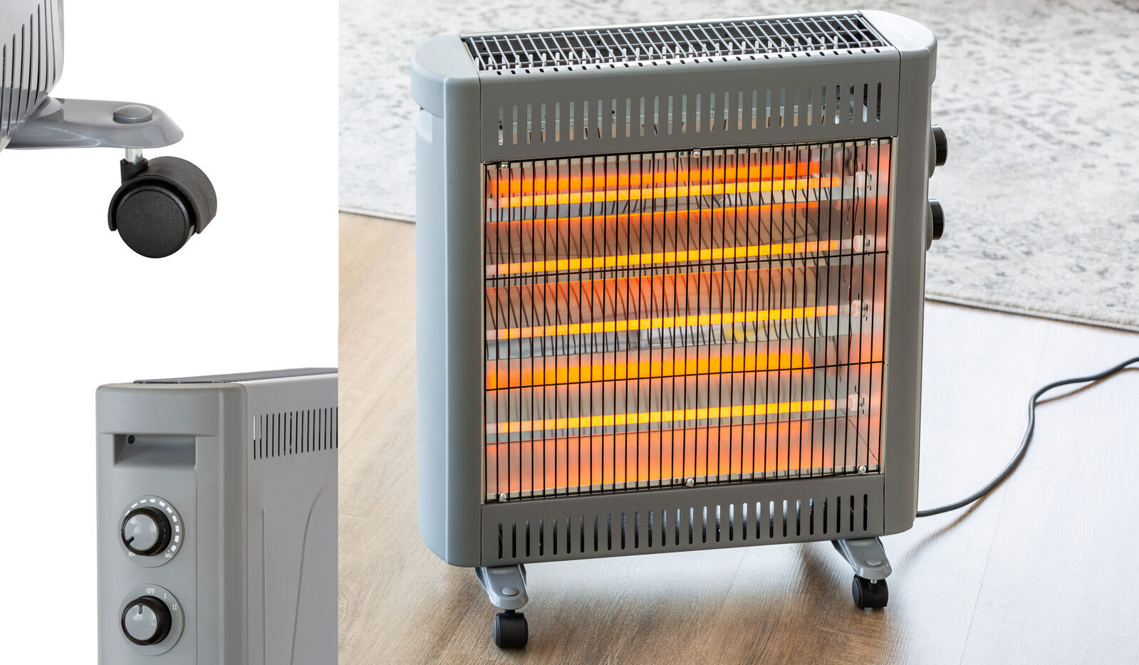 2200W Quartz Infrared Radiant Heater with Adjustable Thermostat and 2 Power Settings 6