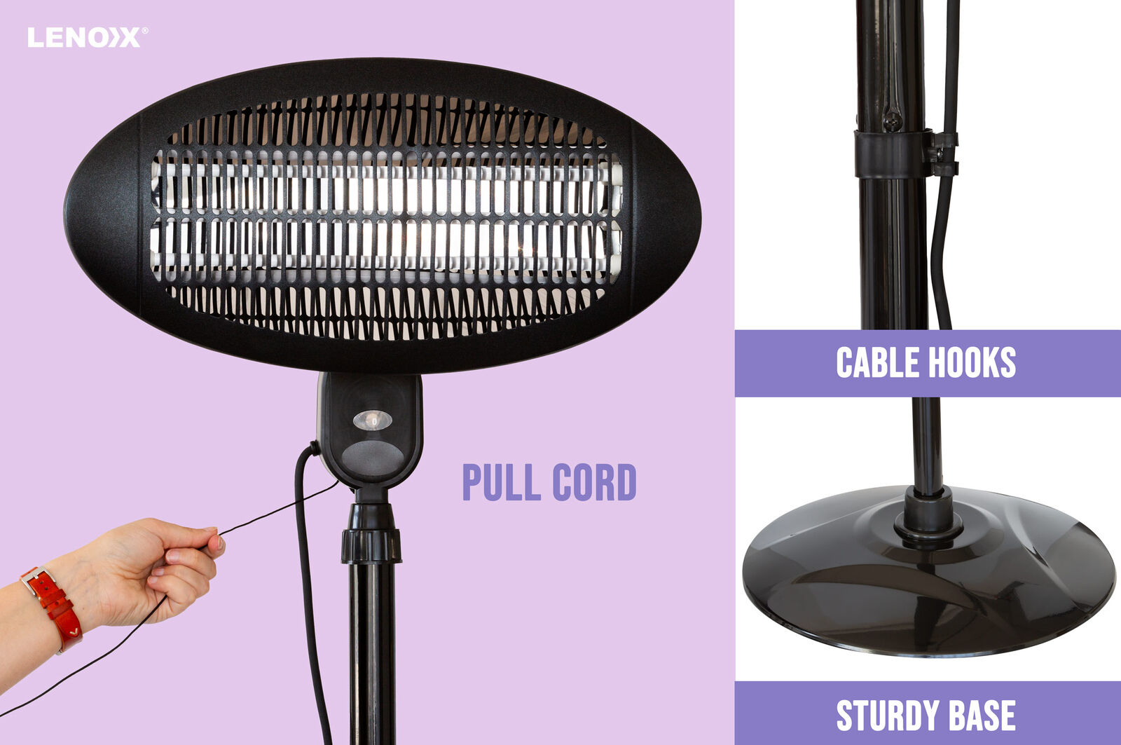 2000W 2.1m Free Standing Adjustable Portable Outdoor Electric Patio Heater Black 4