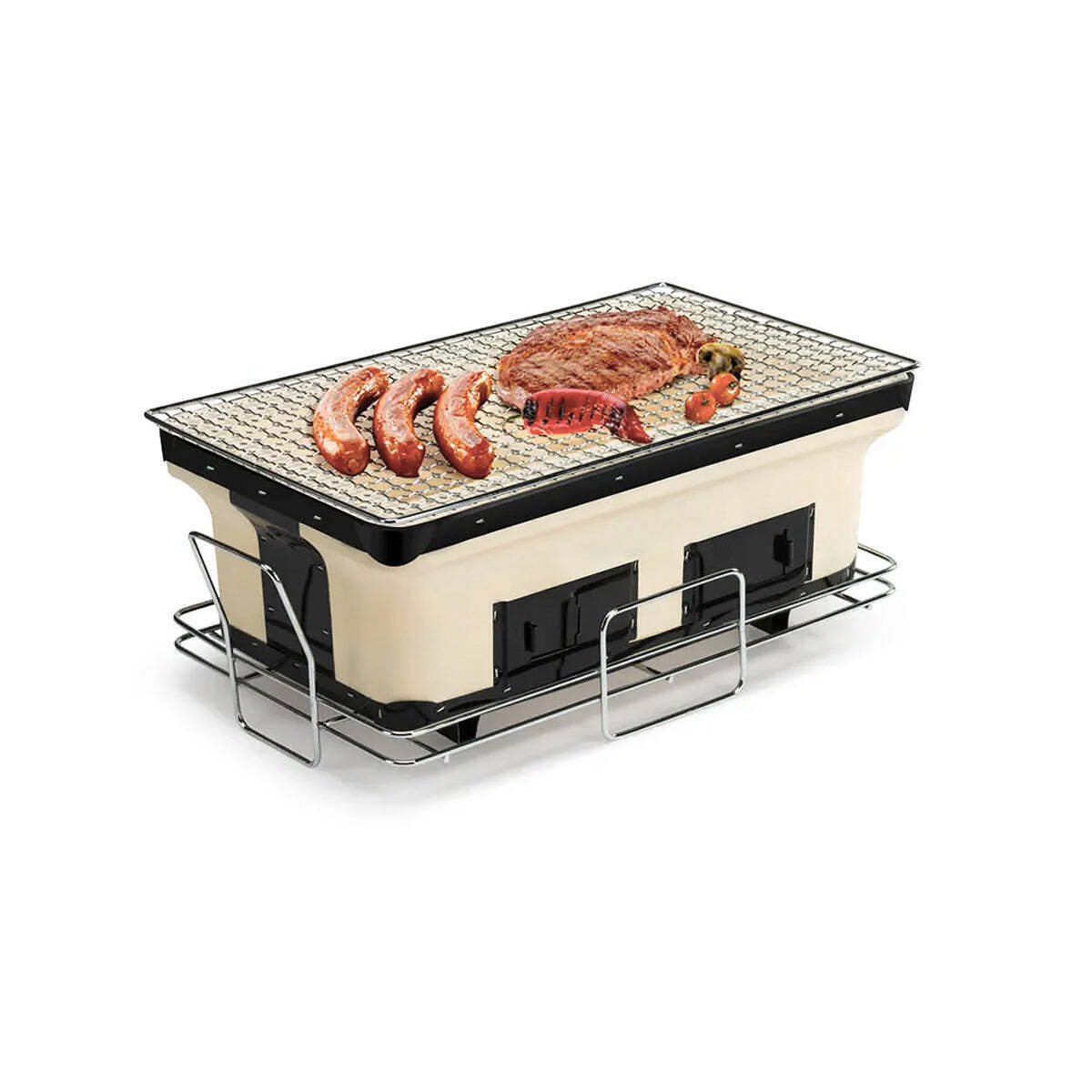 Portable Hibachi Tabletop Grill Dual Charcoal BBQ Chambers 6