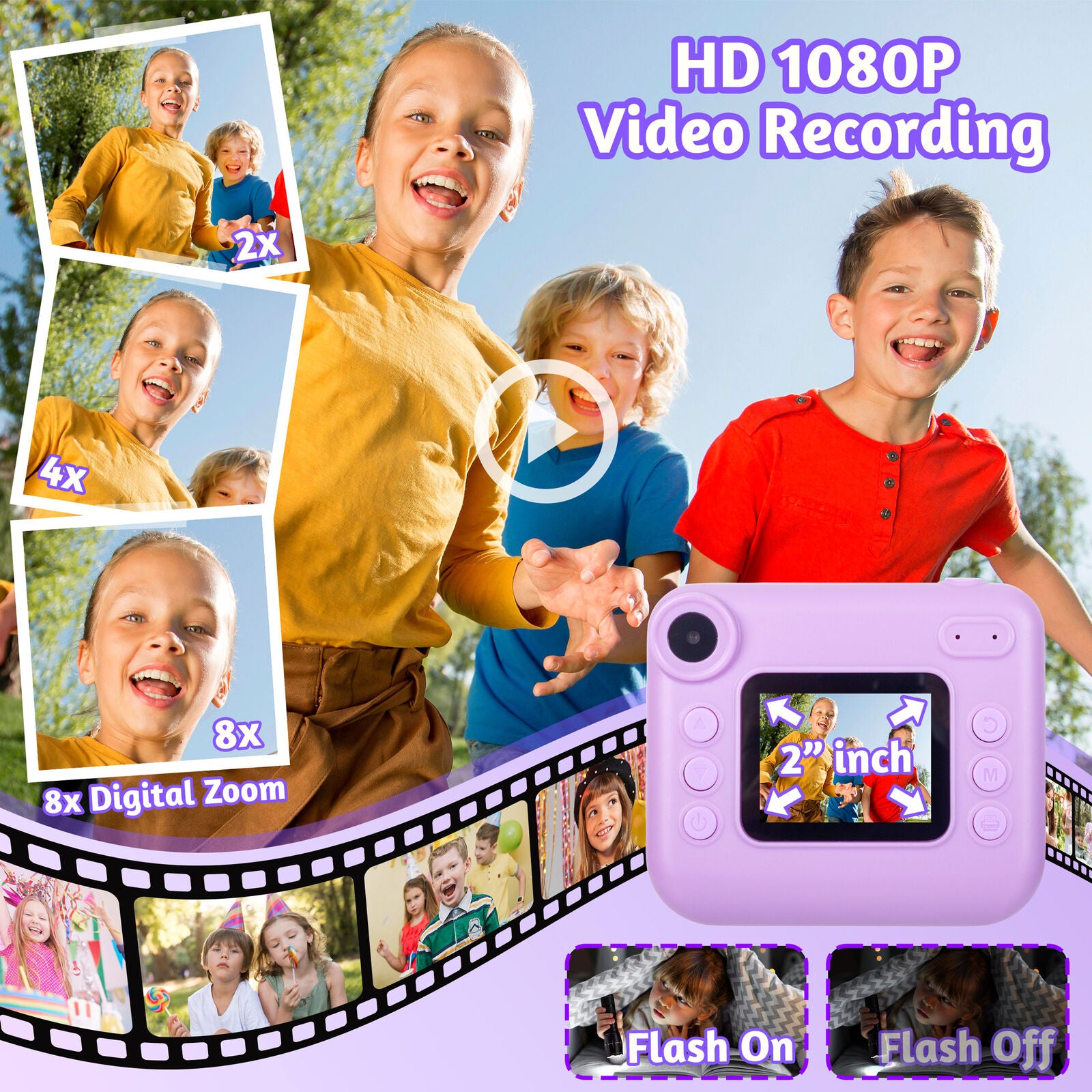 Kids 48MP Instant Print Camera with Dual Lens and 1080P HD Video 3