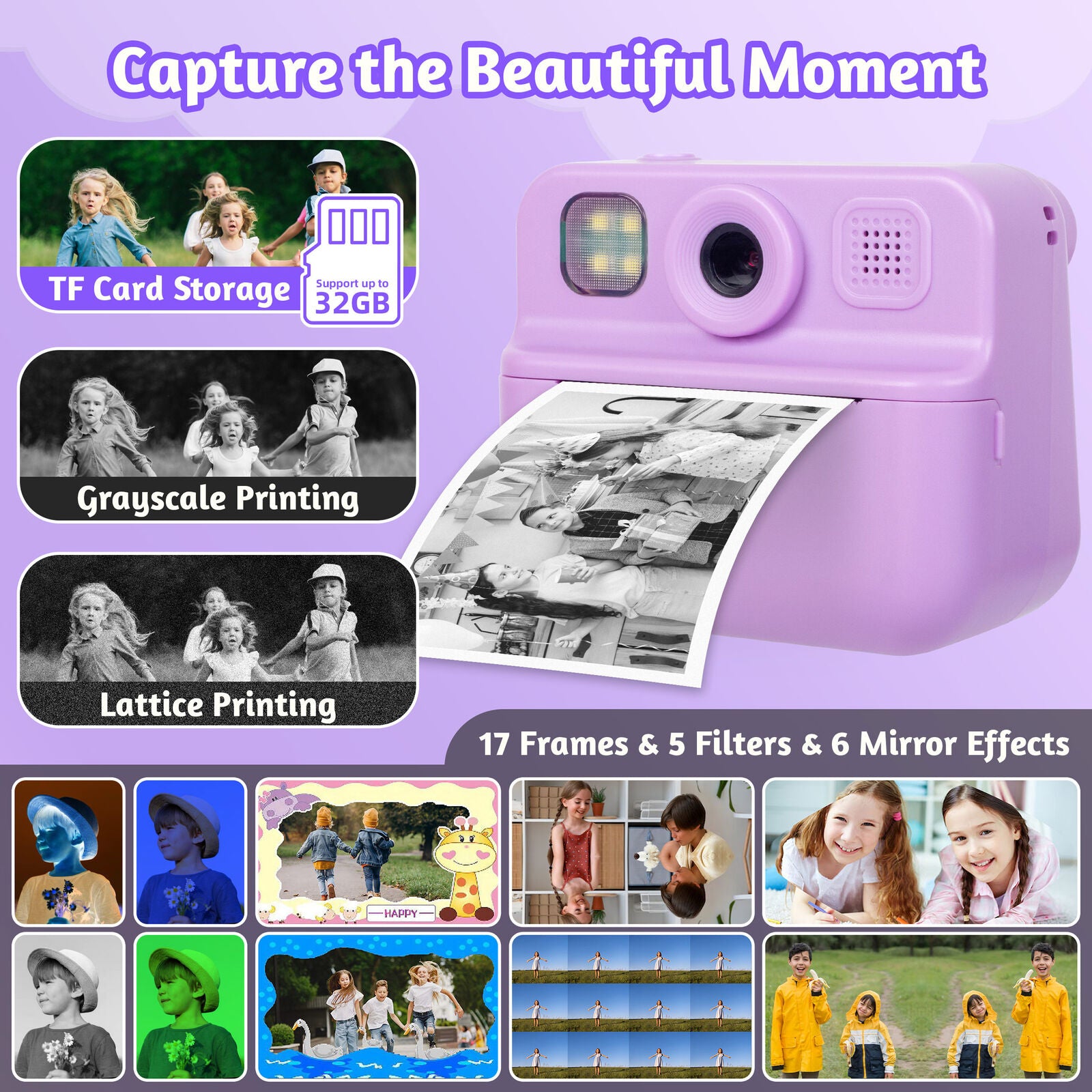 Kids 48MP Instant Print Camera with Dual Lens and 1080P HD Video 4