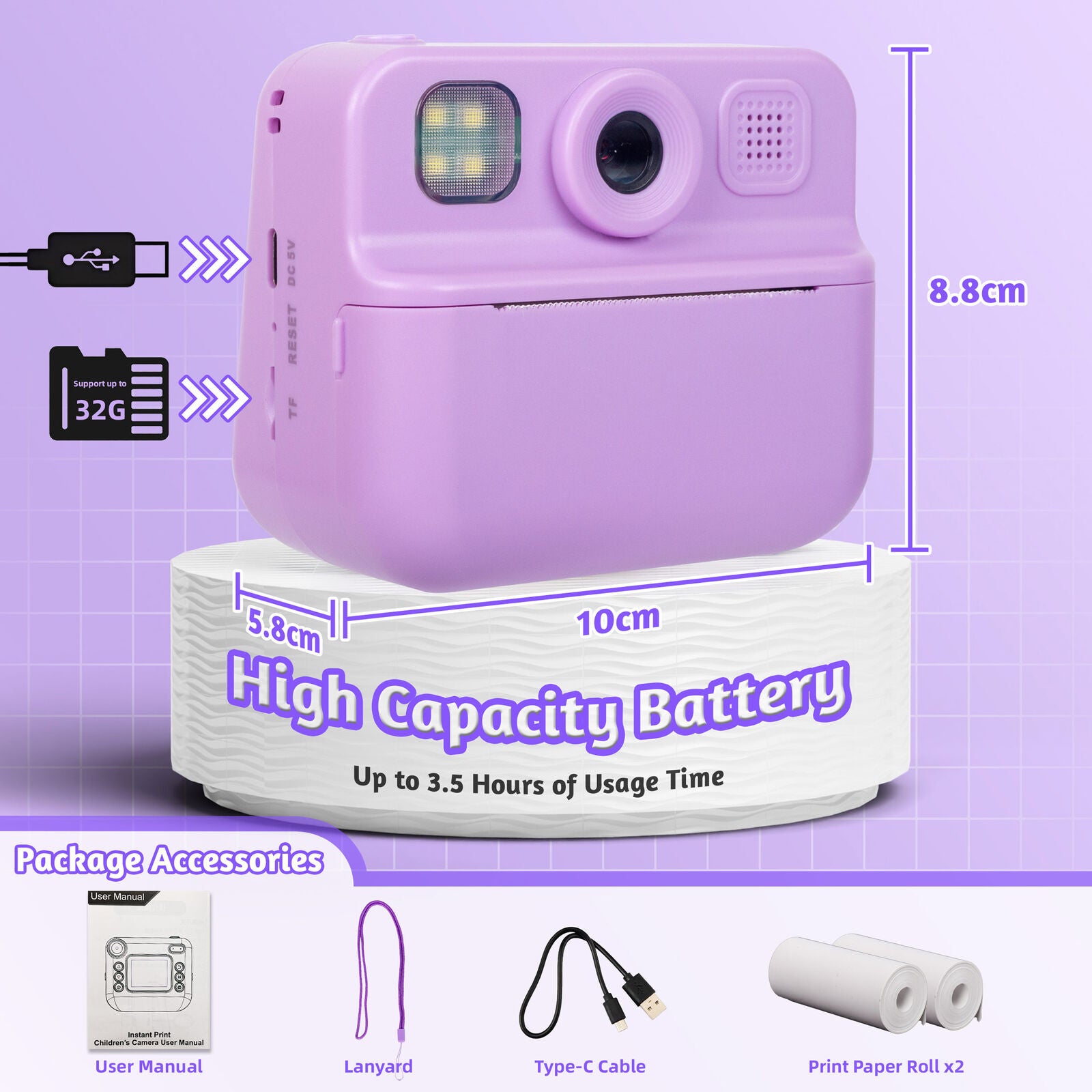 Kids 48MP Instant Print Camera with Dual Lens and 1080P HD Video 6