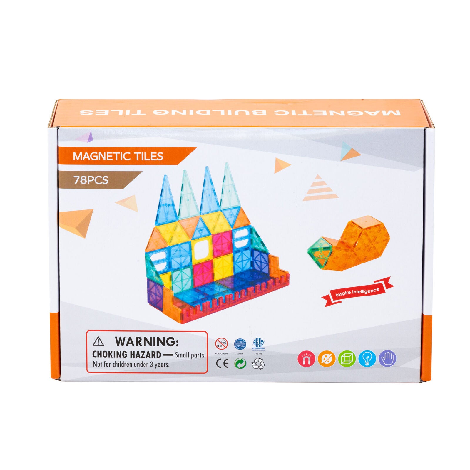 78 Pcs non-toxic STEM Educational, Durable Magnetic Tiles/Puzzle with Storage Bag 5