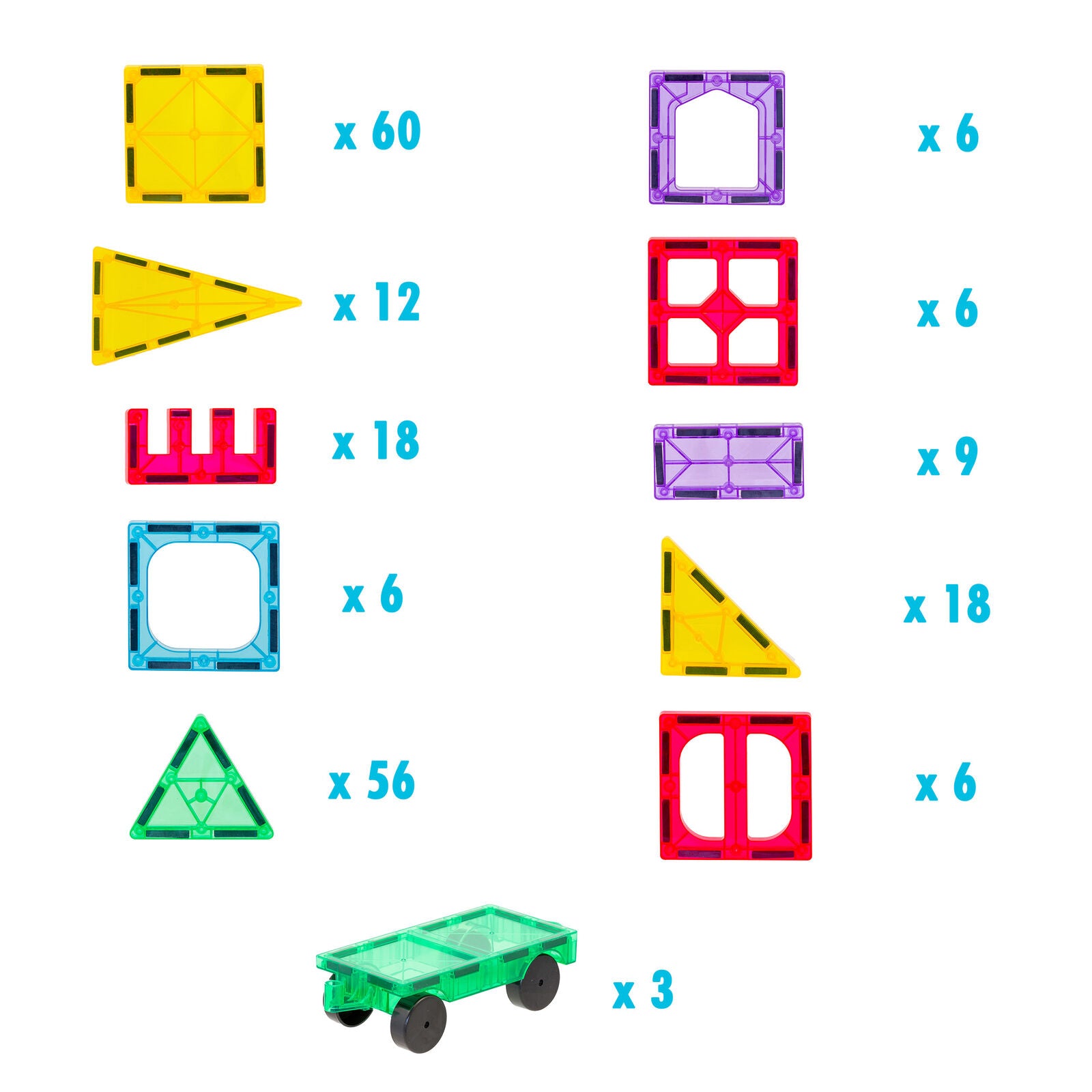 200 Pcs non-toxic STEM Educational, Durable Magnetic Tiles/Puzzle with Storage Bag 4